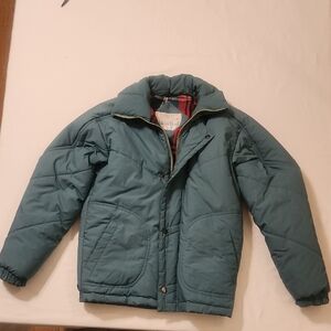 90's Vintage Yukon Trail Teal Reversible Fleece Lined Puffer Jacket Size Medium